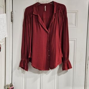 Free People Deep Red Blouse